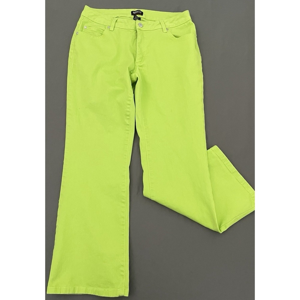 Metrostyle Lime Green Bootcut Jeans Womens Size 8P Mid Riseβ Retro Stretch